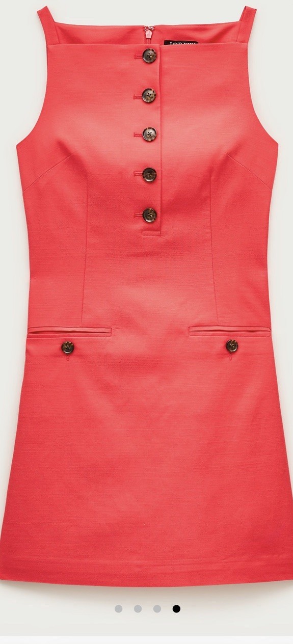 J.Crew Red Linen Sleeveless Mini Sheath Dress Square Neck Pockets 10