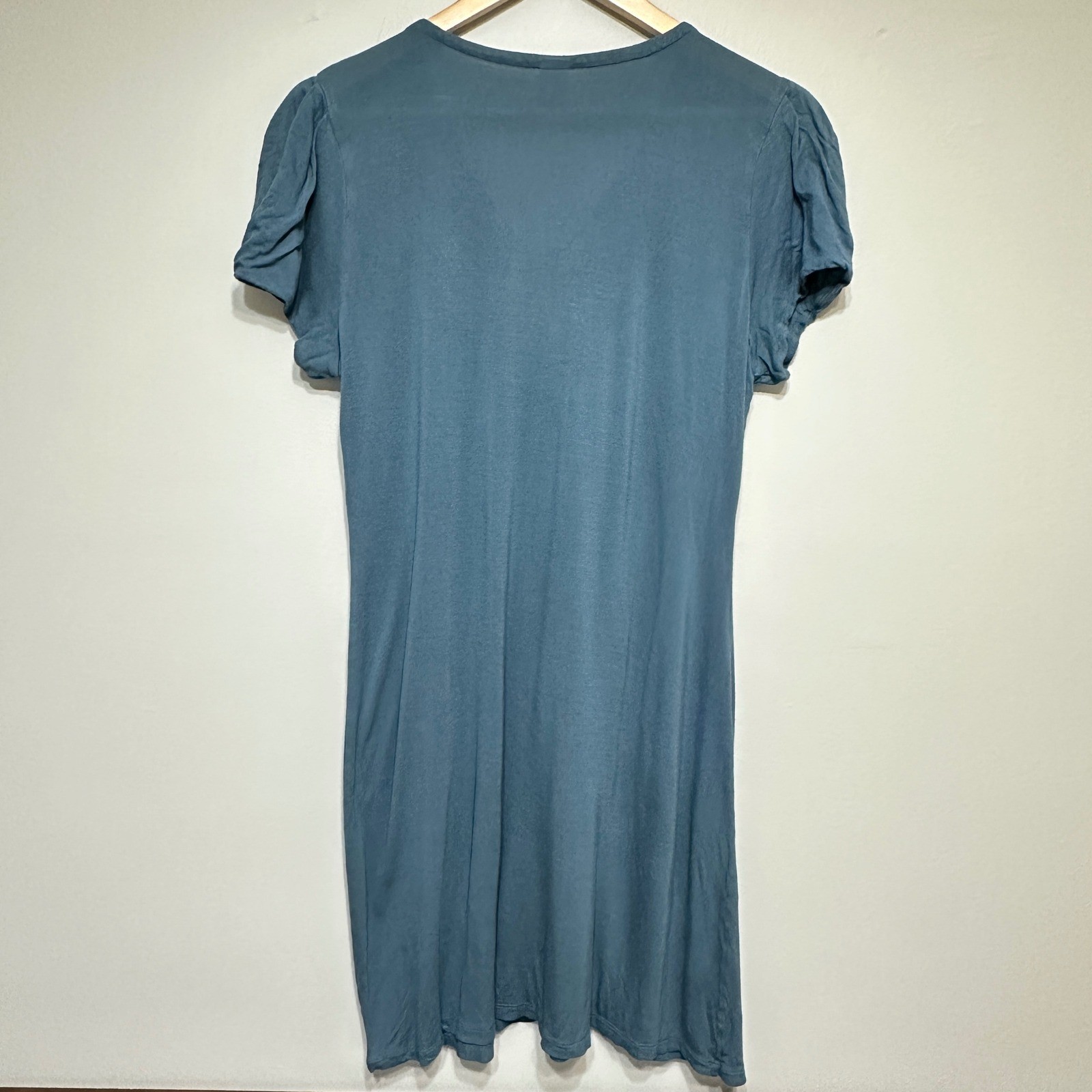 Peruvian Connection Shift Dress Womens L Blue Knit Crochet Neck Vacation Relaxed
