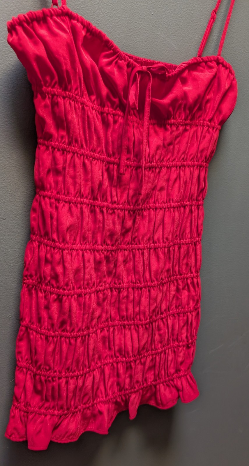 Peppermayo Exclusive – Part Timer Ruched Mini Dress – Red – Size US 4 – NWT