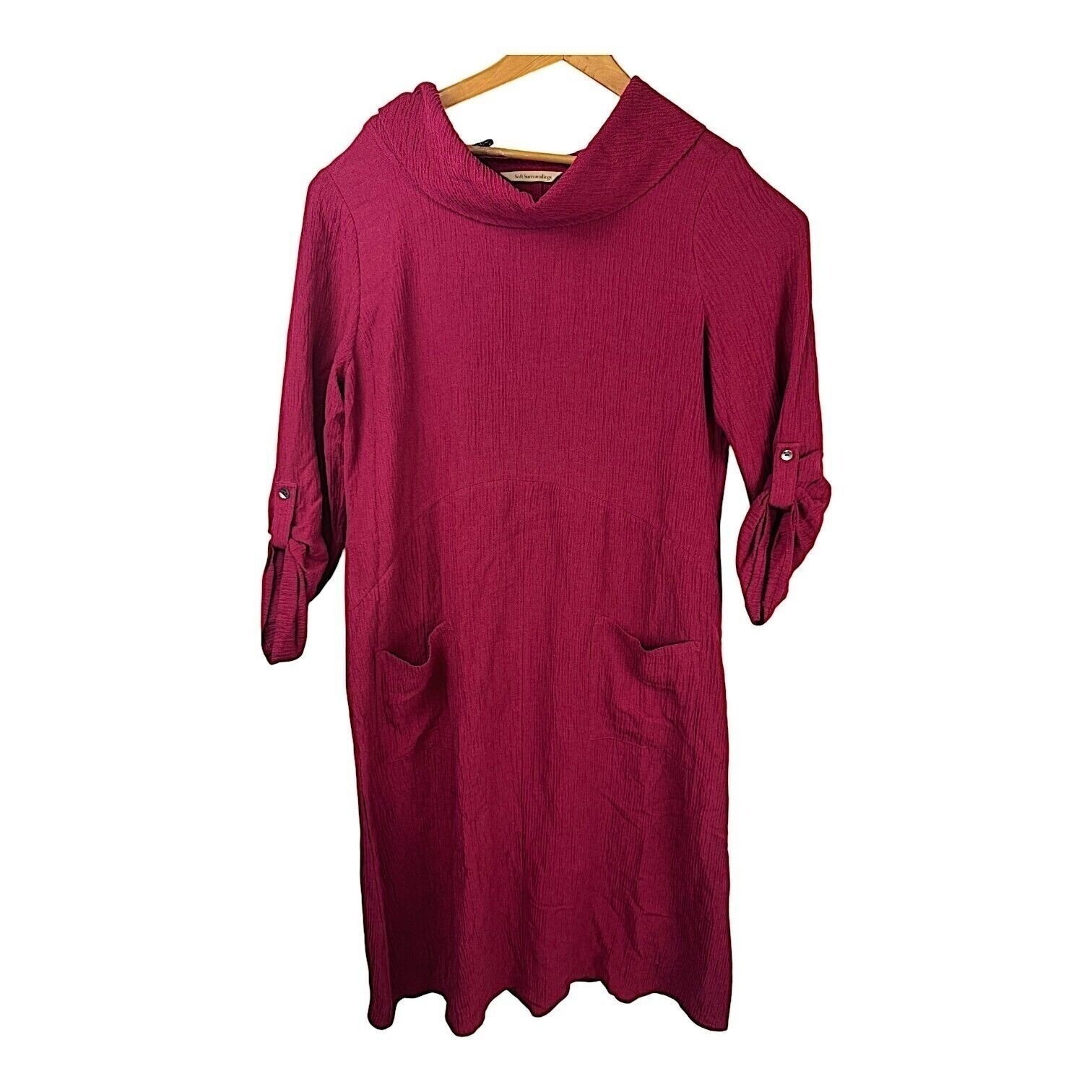Soft Surroundings Everly Guaze Berry Midi Dress Sz Large Lagenlook New W/Tags
