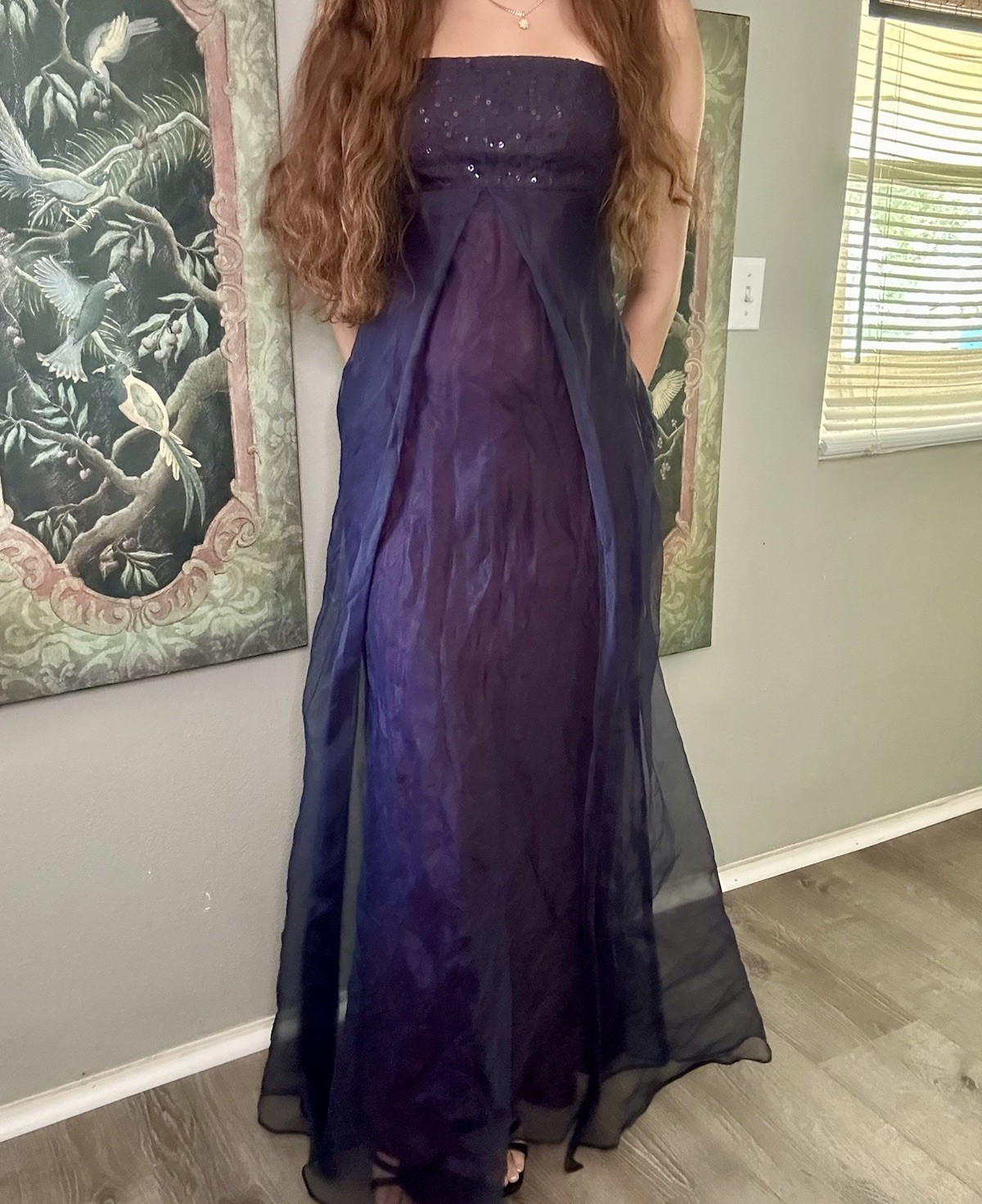 Vintage Morgan Co. A-line Satin Tulle Long Maxi Prom Formal Dress Fairy