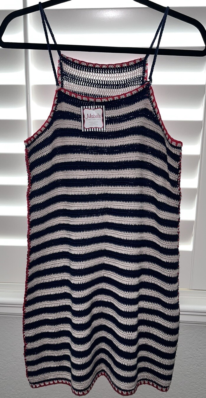 NWT Lovestitch Crochet Striped Dress Cover Up Size Small Boho Beach Vacation