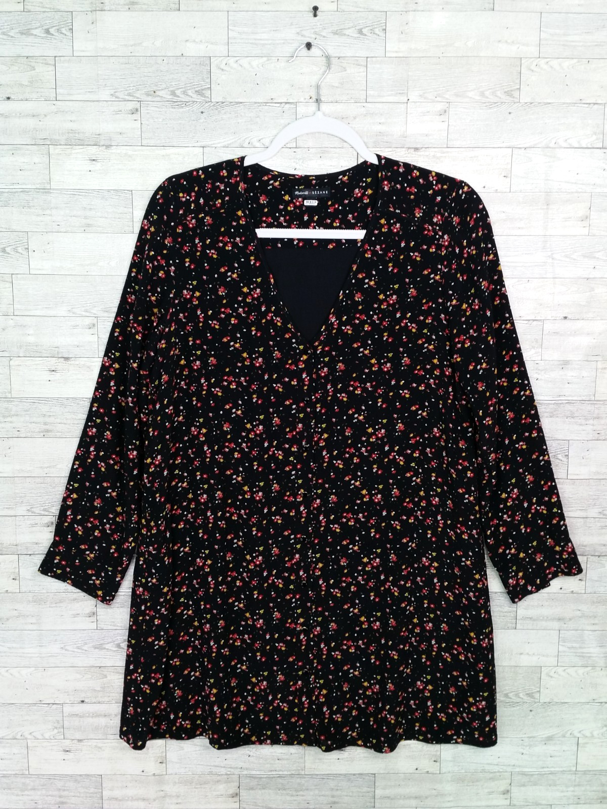 Madewell et Sézane 100% Silk Elly Floral Mini Tunic Dress Cottagecore Sz Small S