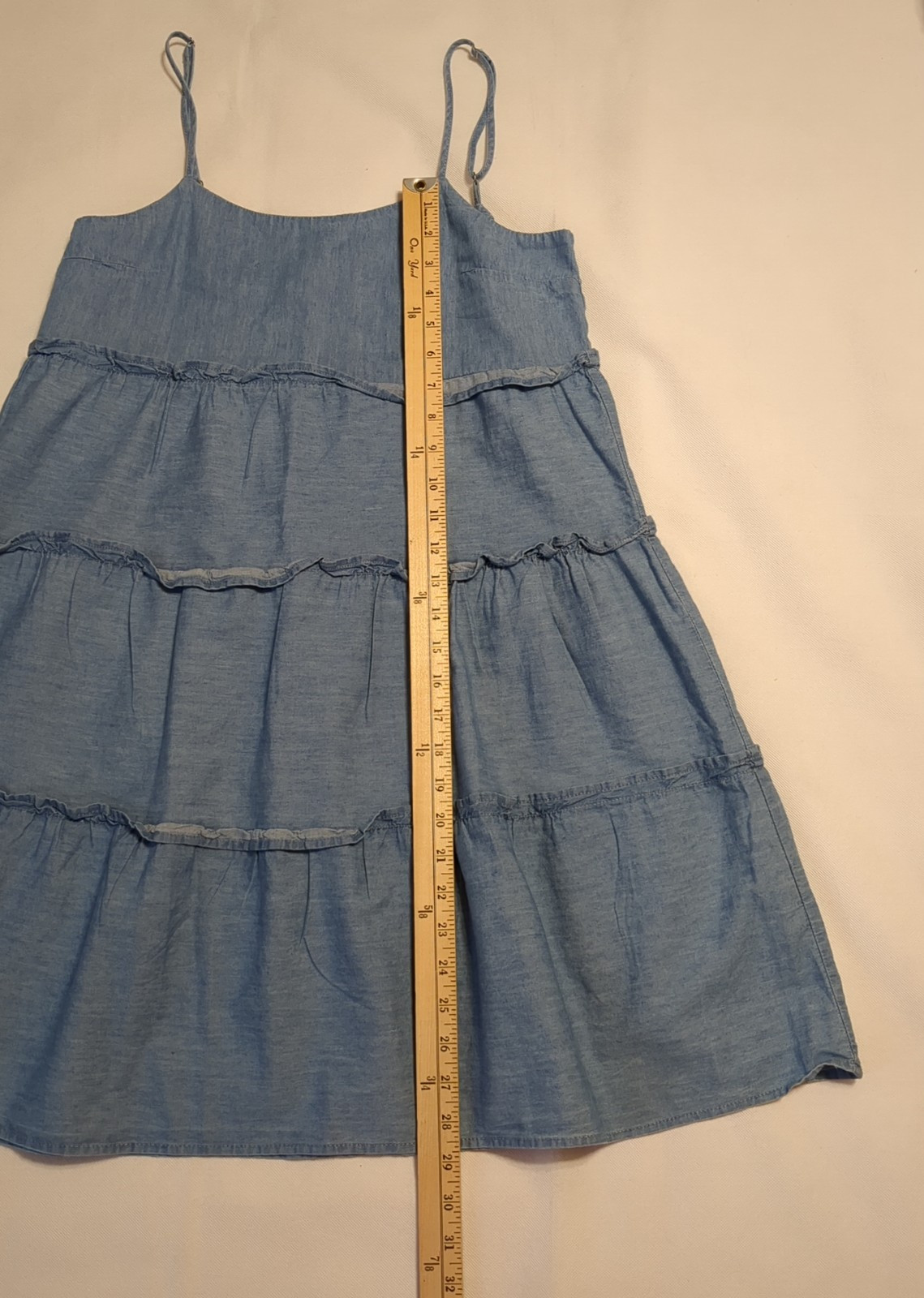 J for Justify Size Small Chambray Adjustable Strap Tiered Sundress EUC