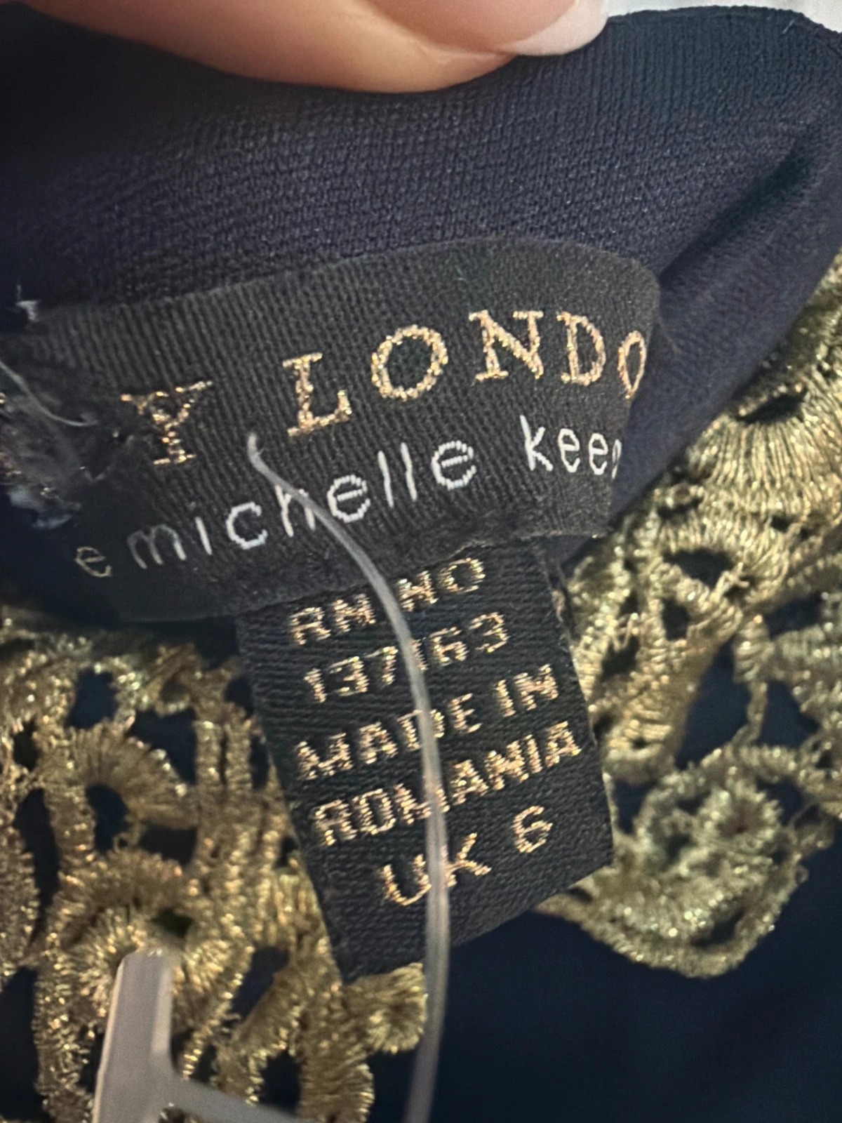 Lipsy Michelle Keegan Navy Lace Strappy Bodycon Midi Dress UK 8 Wedding Guest