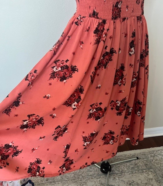 TORRID Rust Floral Print Smocked Challis Midi Summer Dress Size 1 S/M NEW