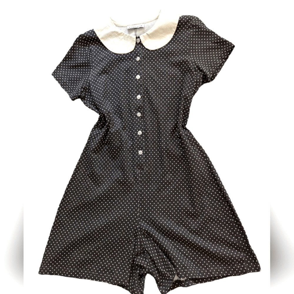women’s Y2K Energie brand black & white polka dot short romper