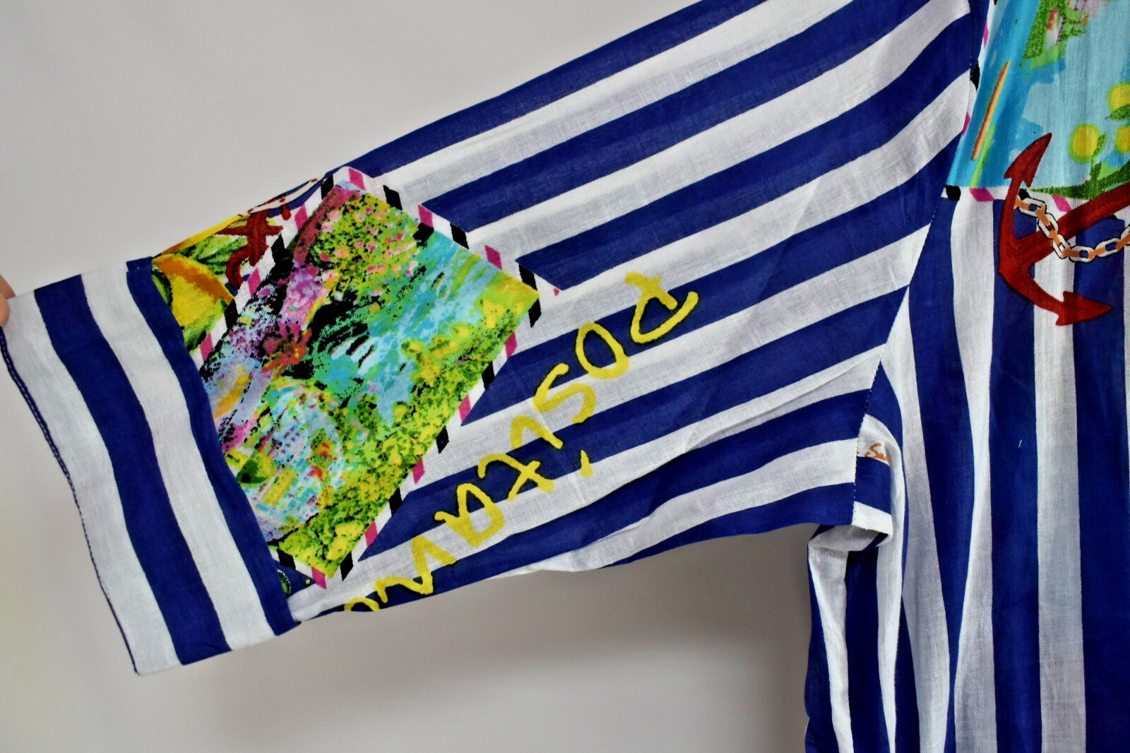 ANTICA SARTORIA 2025 POSITANO BLUE/WHITE STRIPE DRESS L/XL TO XXL NWT