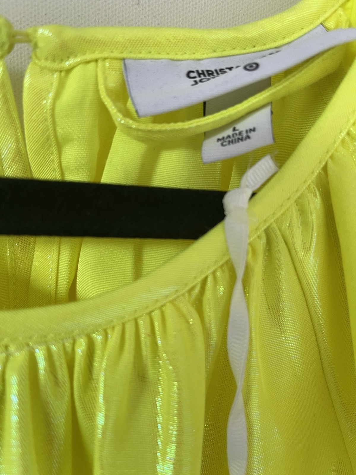 Christopher John Rogers x Target Yellow Puff Sleeve Midi Dress Size L Neon Chart