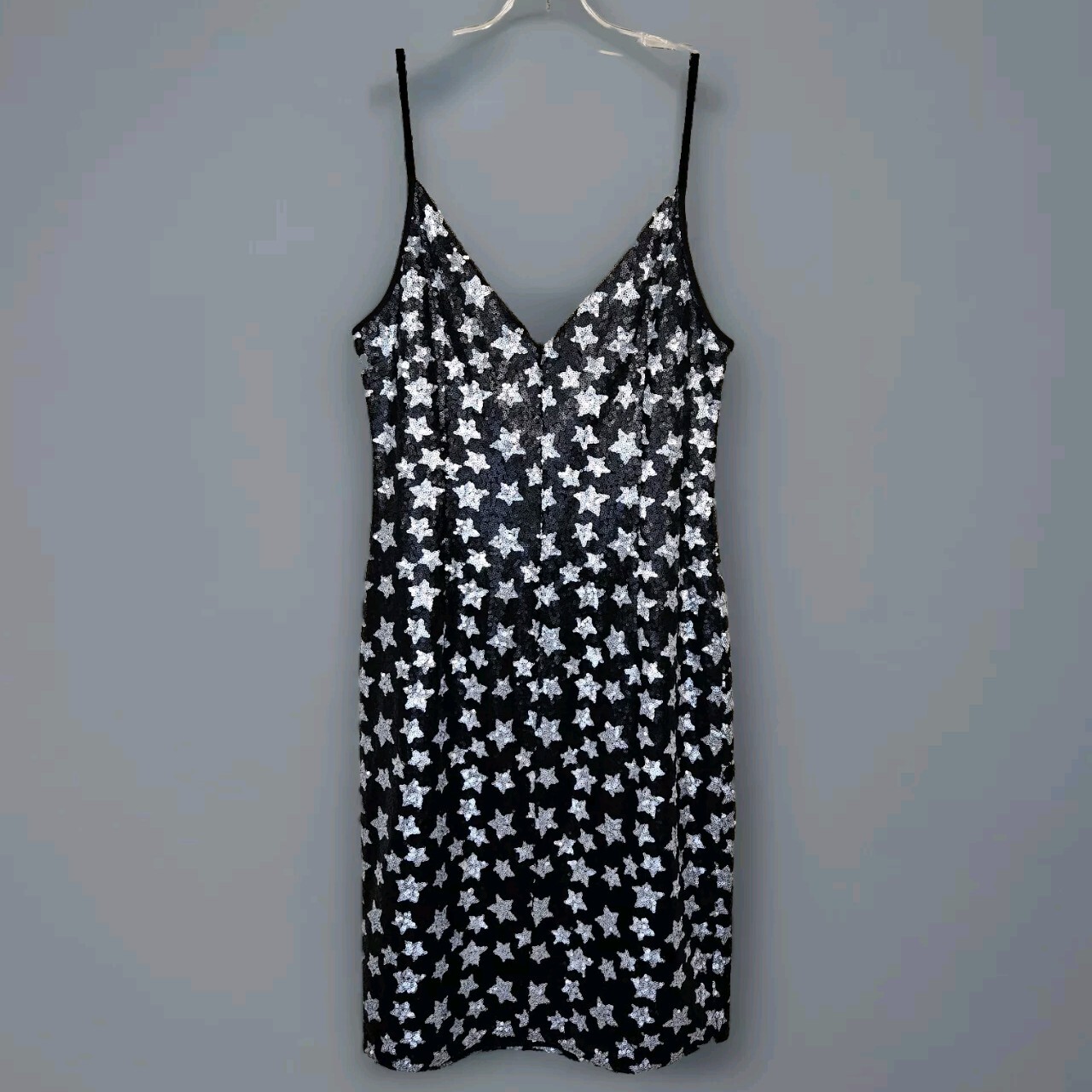 Black Halo Amorie Sequin Dress 12 Starry Night Party Mini Cocktail Black Silver