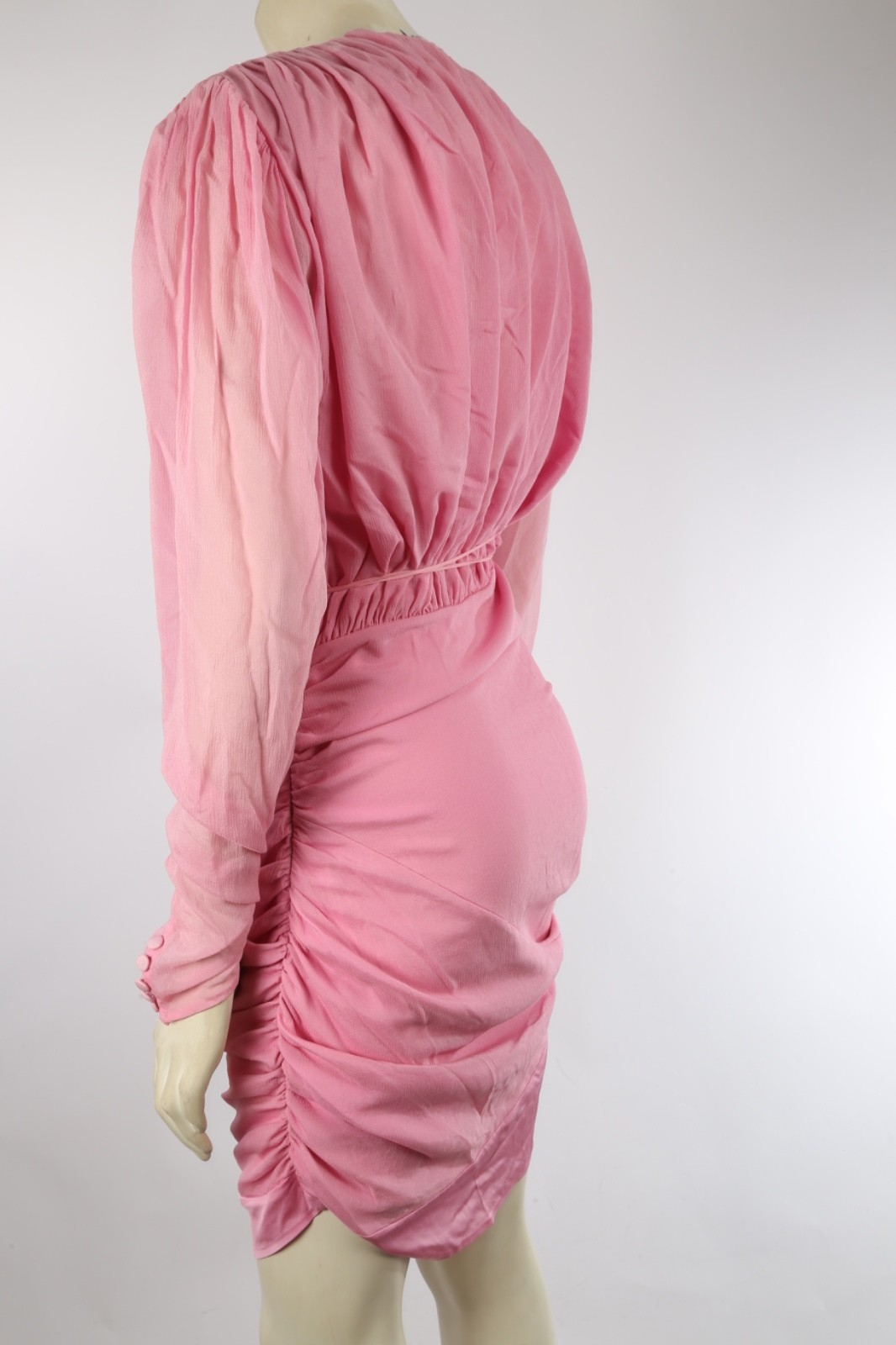 Magda Butrym Pink Ruched Long Sleeve Mini Dress Cocktail Party Going Out 36