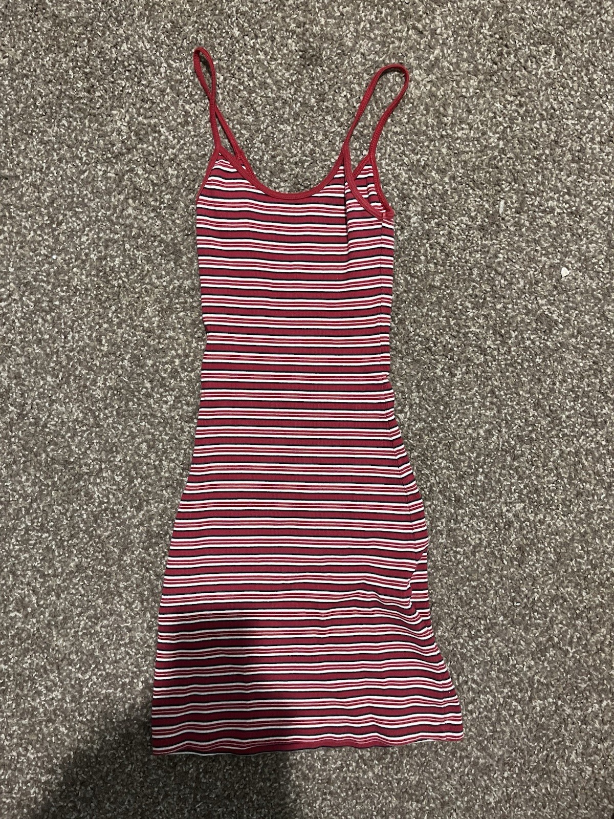 Brandy Melville Red White Blue Striped Bodycon Mini Dress Scoop Neck One Size