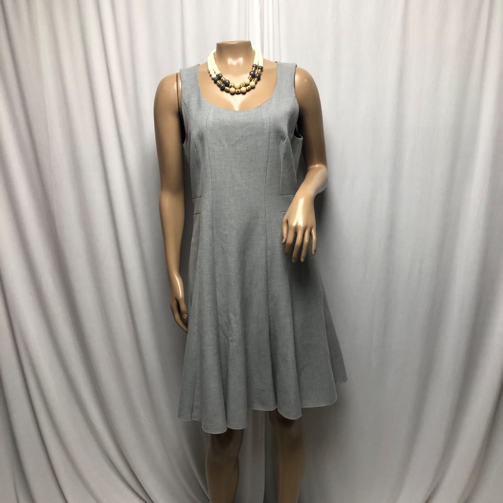 H and M Dress Womens Size 12 Gray Sleeveless Fit and Flare Skater Office NEW