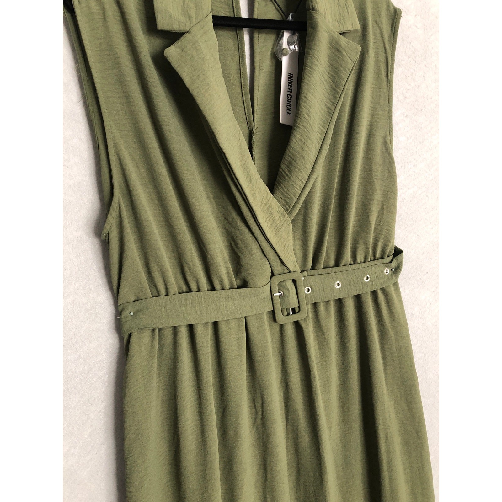 Inner Circle Maxi Dress Sleeveless Belted Cross-Front Olive Women’s 2X NEW