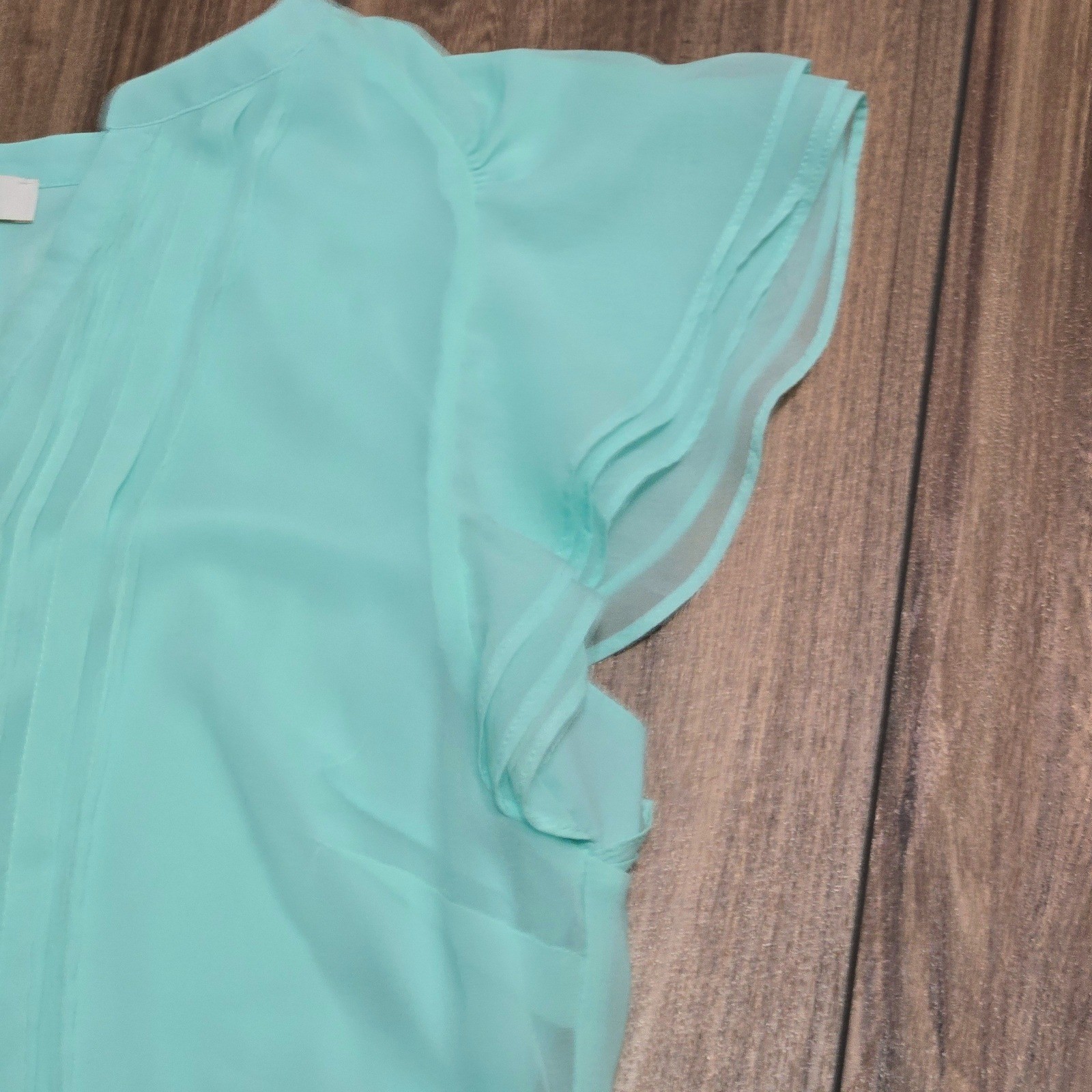 Charming Charlie Mint Aqua Pintuck Flutter Sleeve Chiffon Mini Dress Tunic S