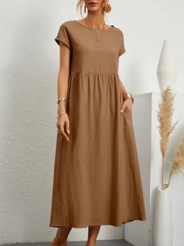 Holiday Sundress Short Sleeve Casual Loose Boho Floral Women Maxi Dress Ladies