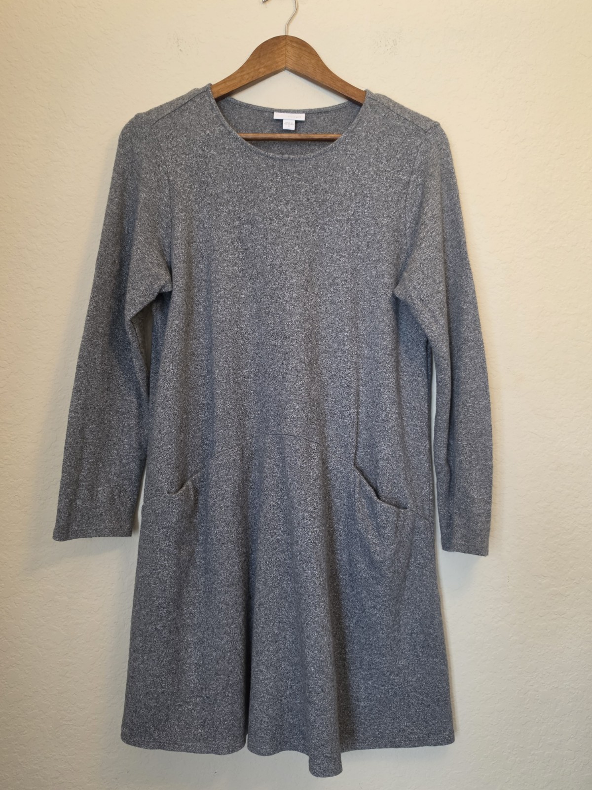 Pure Jill Knit Shift Dress Womens Size Small Grey Pocketed Preppy Minimalist