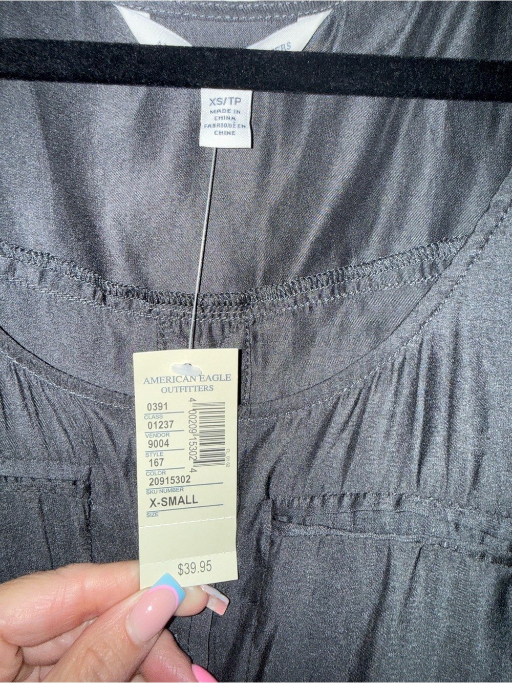 NWT American Eagle Charcoal Gray Sleeveless Button Front Shirt Dress XS