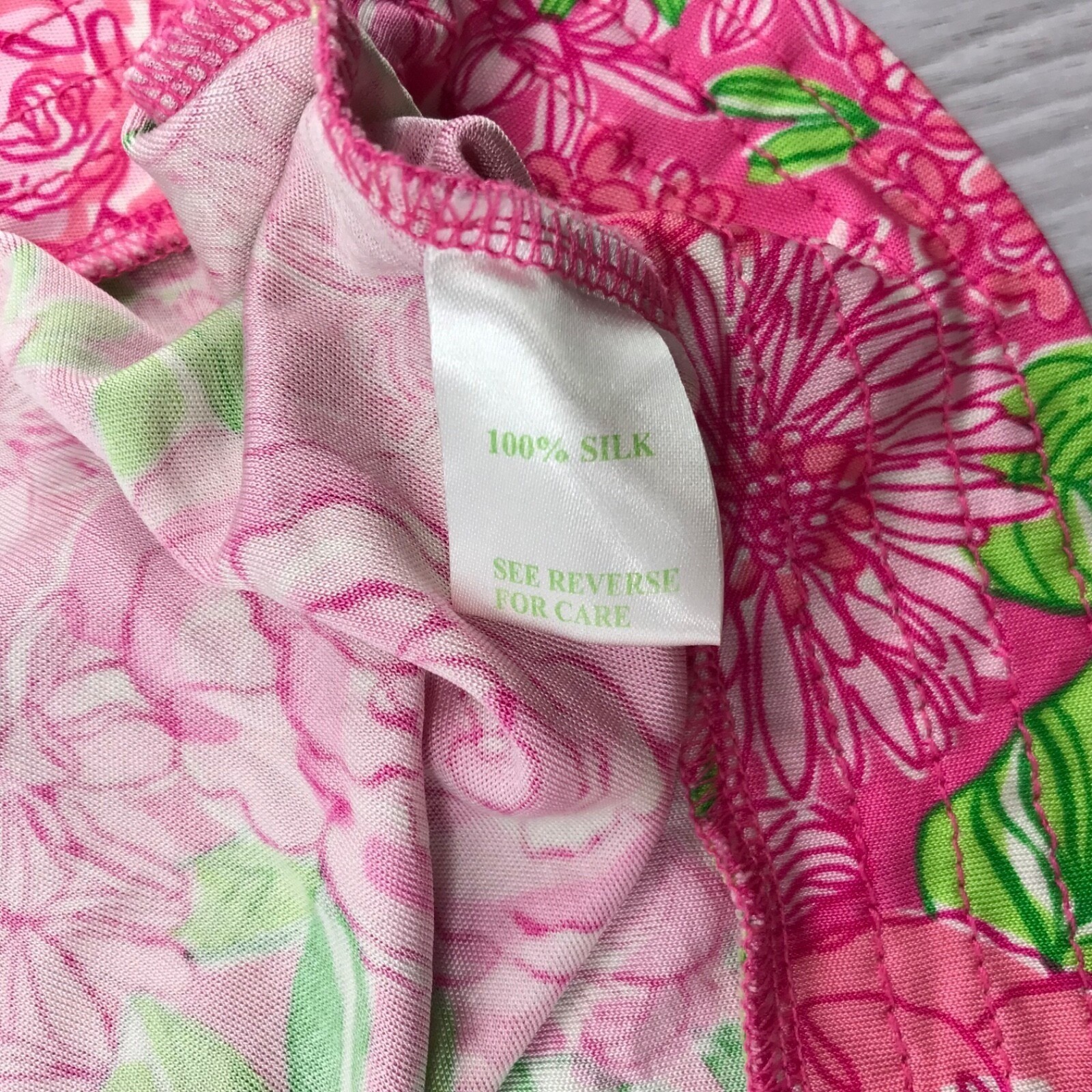 Lilly Pulitzer Pink Floral Silk Jersey Shift Dress Short Sleeve Size 6
