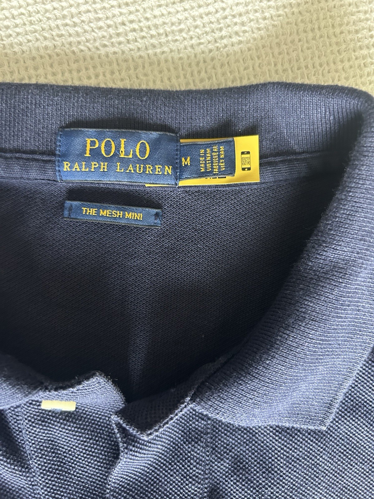 Polo Ralph Lauren The Mesh Mini Shirt Long Women Navy Blue Short Sleeve Size XS