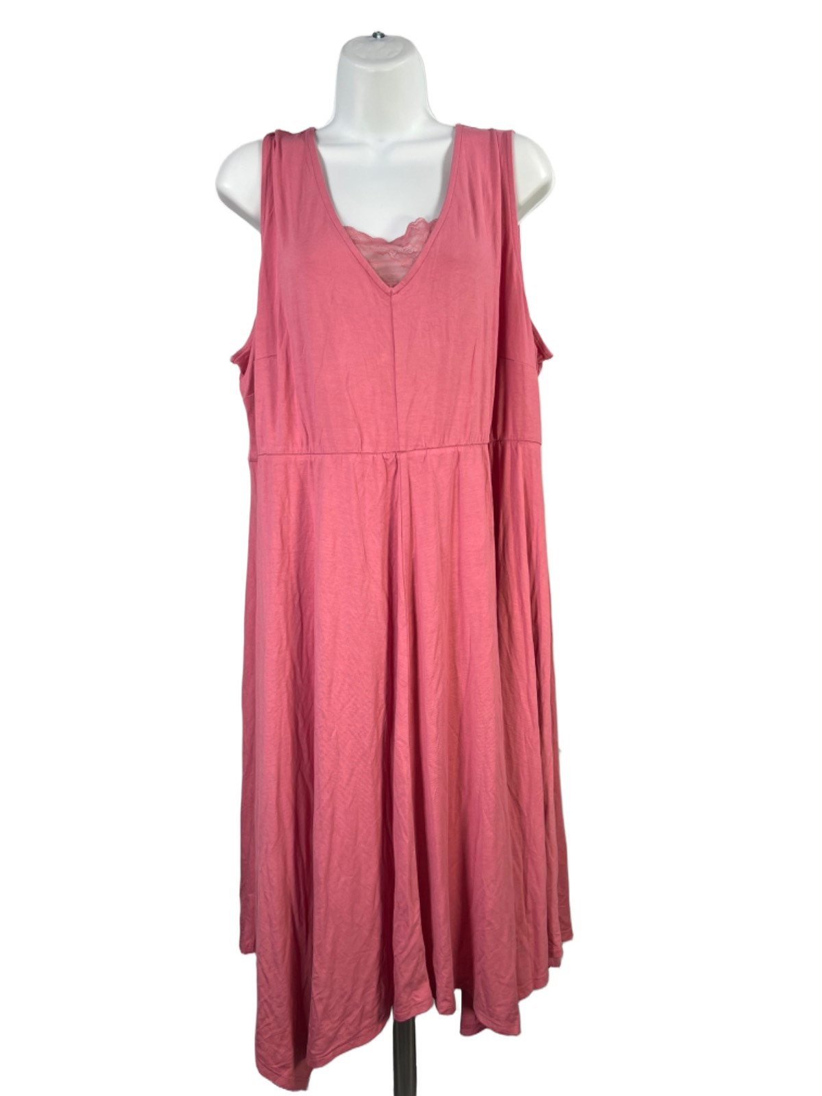 Lane Bryant Women’s Pink Lace Detail Sleeveless A-Line Midi Dress – 18/20