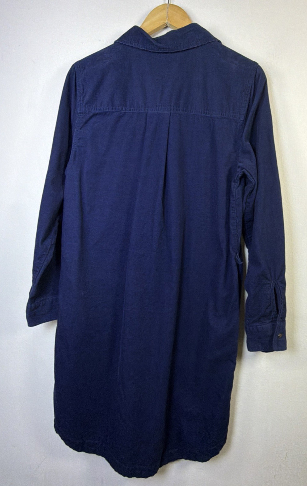 Lands’ End Corduroy Button Down Midi Shirt Dress Womens Large Navy Blue cottage