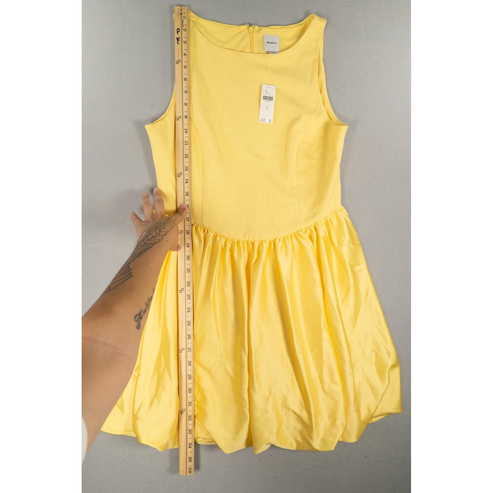 Maeve Anthropologie Yellow Bubble Hem Sleeveless Mini Dress Size M NWT