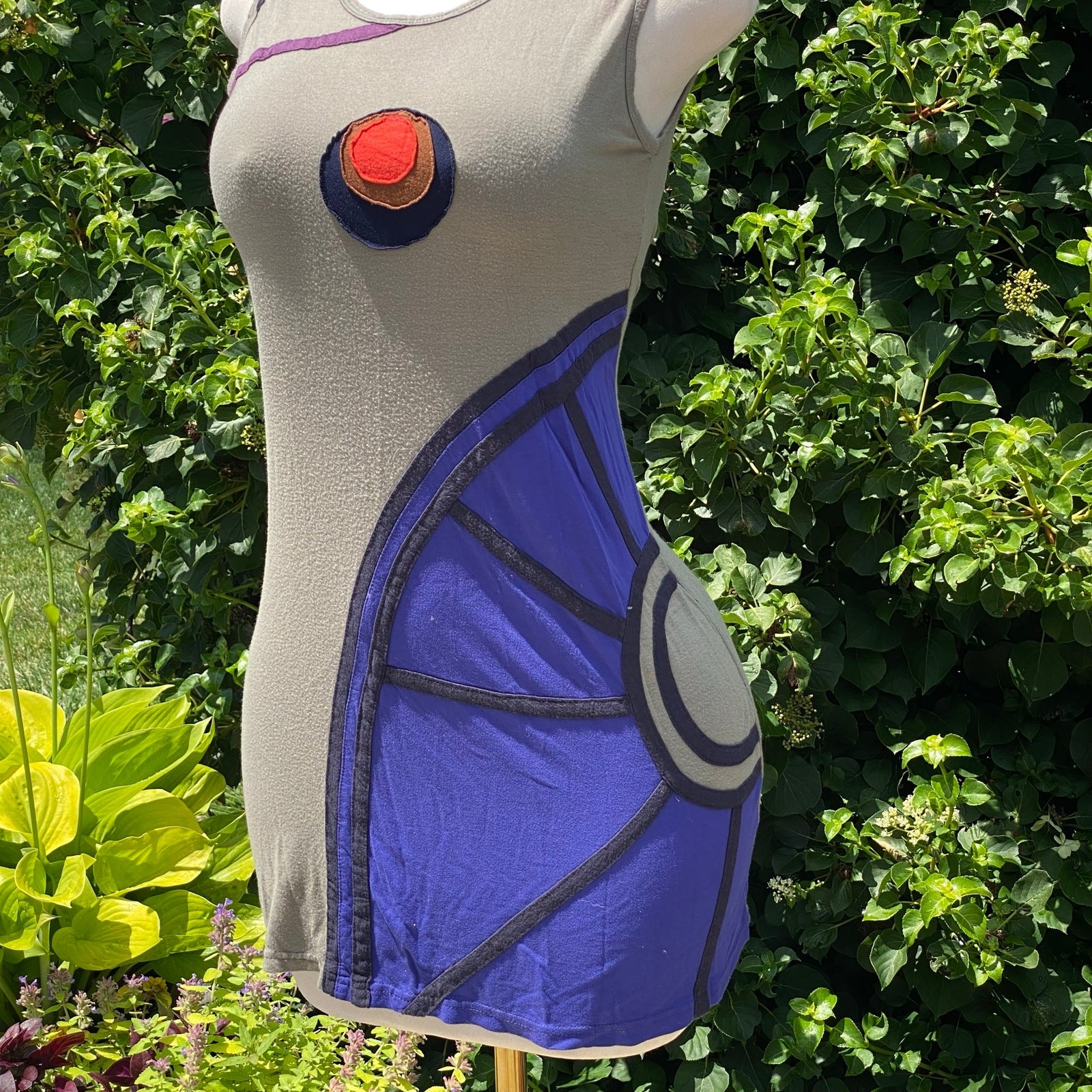 Handmade Martini Olive Textural Patchwork Cotton Fitted Avant Garde Mini Dress