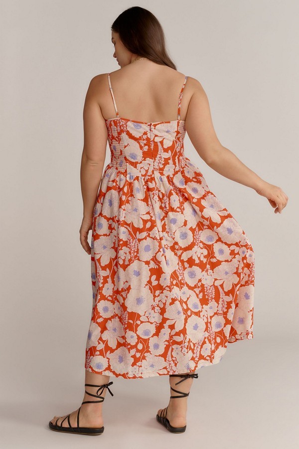 ** MAEVE by Anthropologie, Cotton Square Neck Midi Dress, Modal lining, NWT!