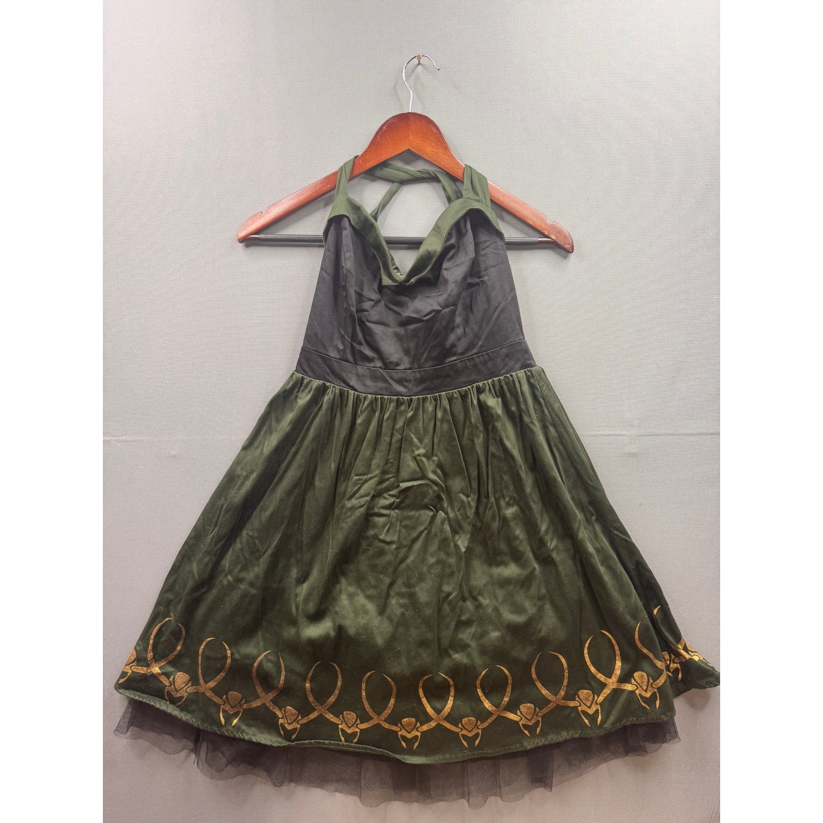 Her Universe Marvel Loki Halter Dress Green Black Gold Limited Edition Medium