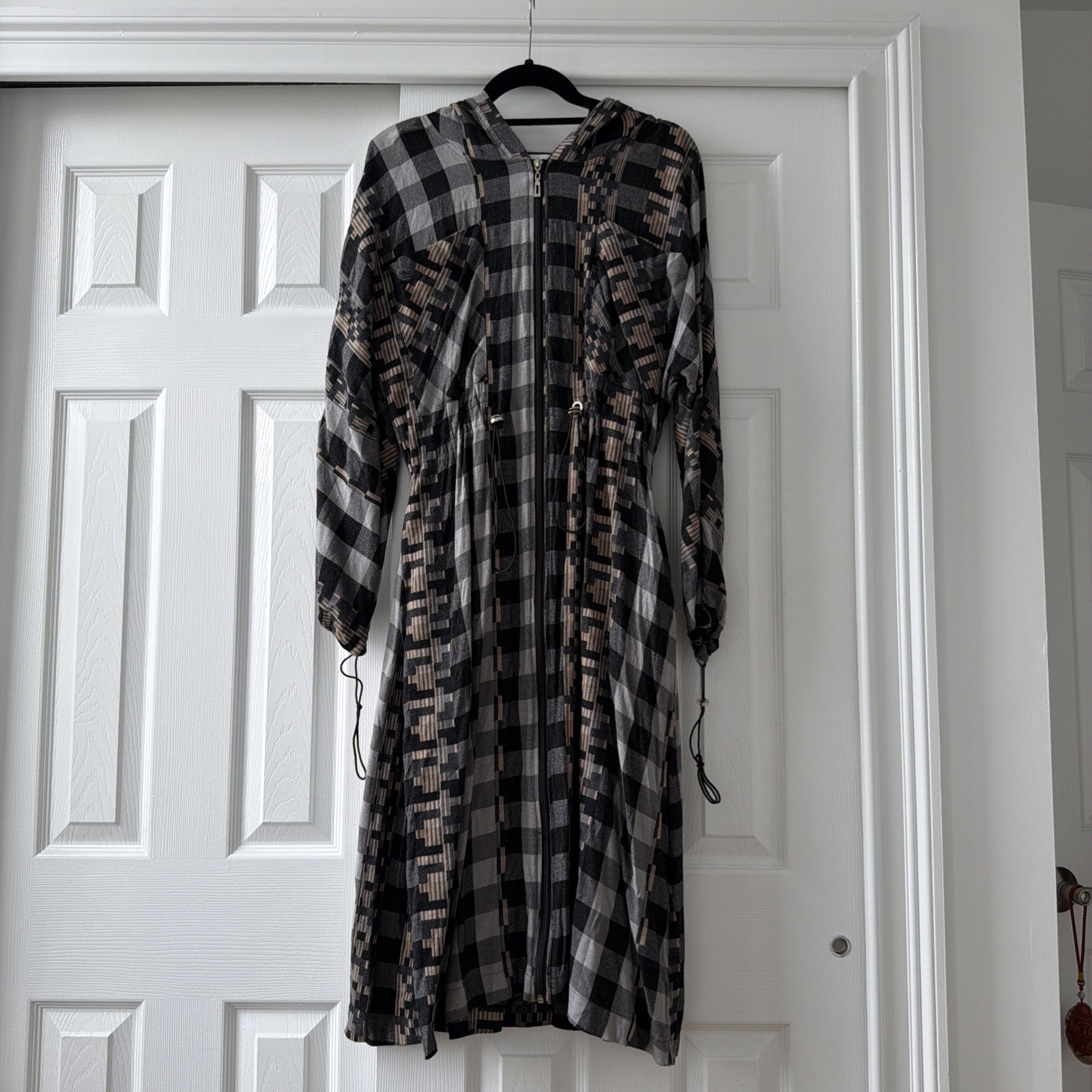Vintage Graphic Printed Hooded Dress Long Sleeve Women’s