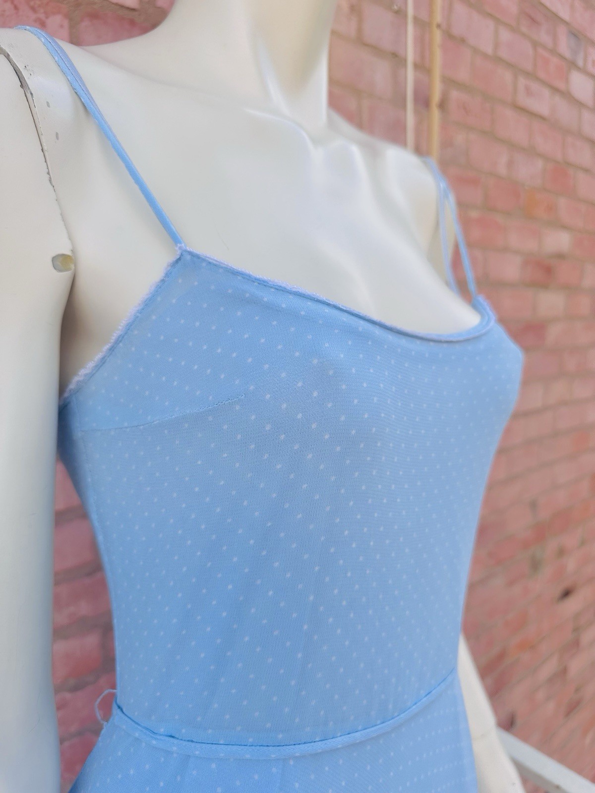 Vintage 2000s BluGirl Blumarine Blue Polka Dot Rayon Slip Dress I40 Y2K Gem💎
