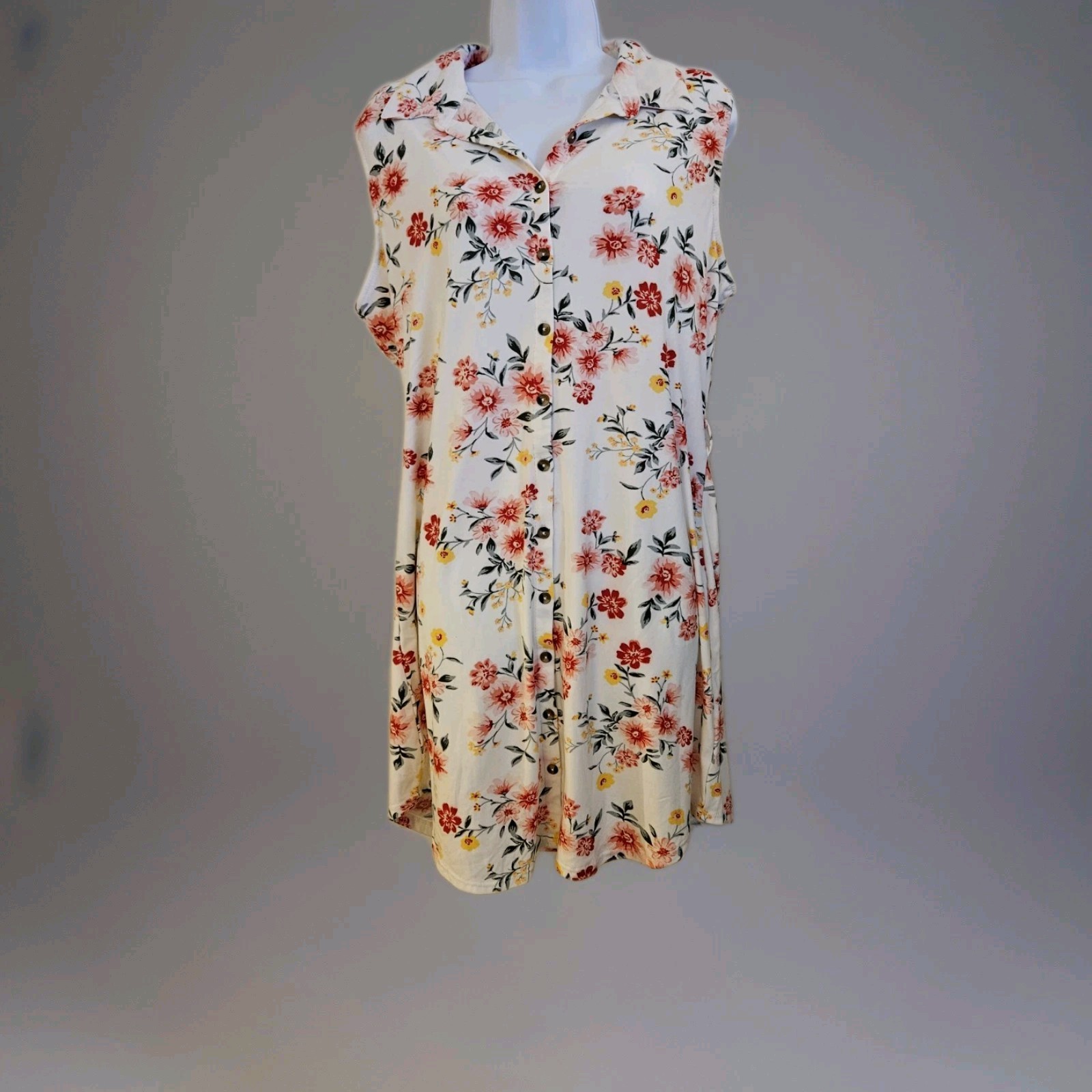 No Bounderies Button Up Pink Floral Lace Cutaway Back Dress Pre-own Sz XL 15/17