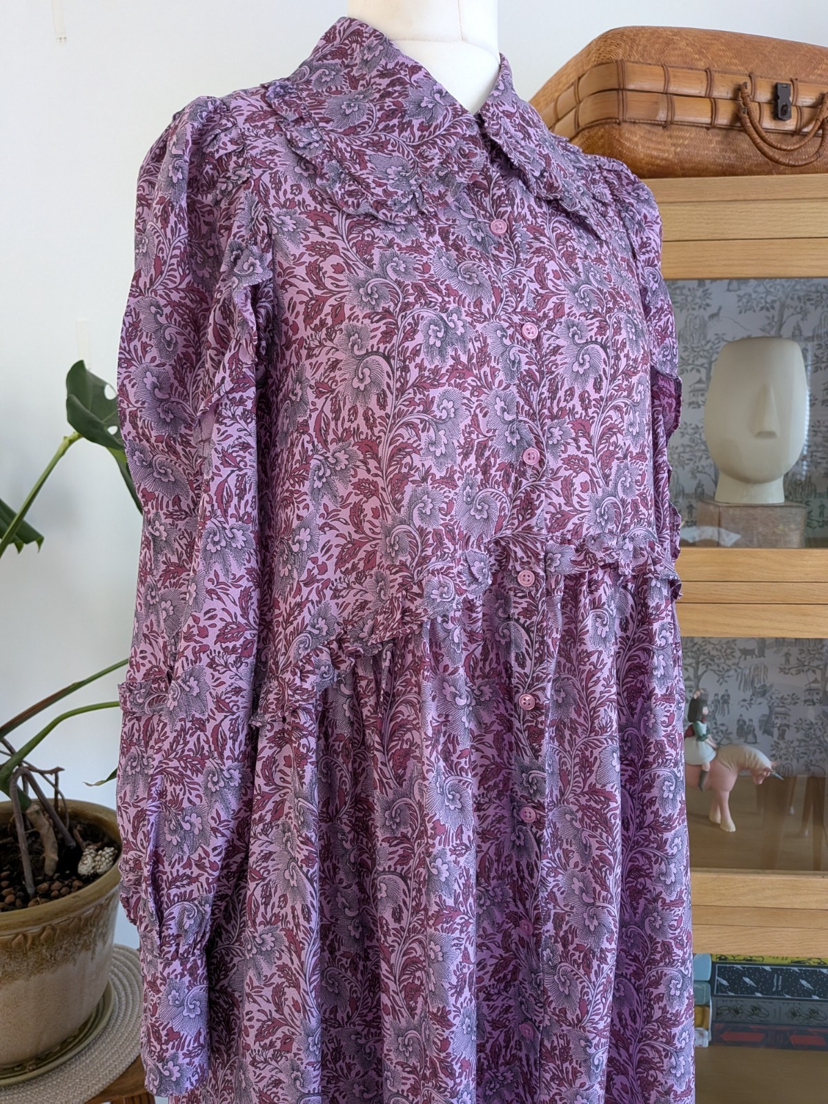 New La Redoute boho hippy peter pan collar relaxed fit floral maxi dress size 10