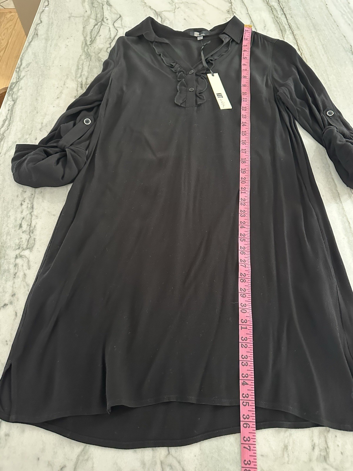 NWT KUT FROM THE KLOTH Sutton black DRESS button tab sleeves sz 6