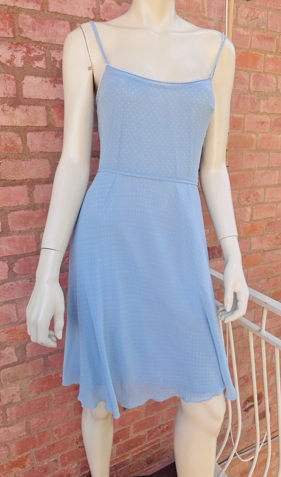 Vintage 2000s BluGirl Blumarine Blue Polka Dot Rayon Slip Dress I40 Y2K Gem💎