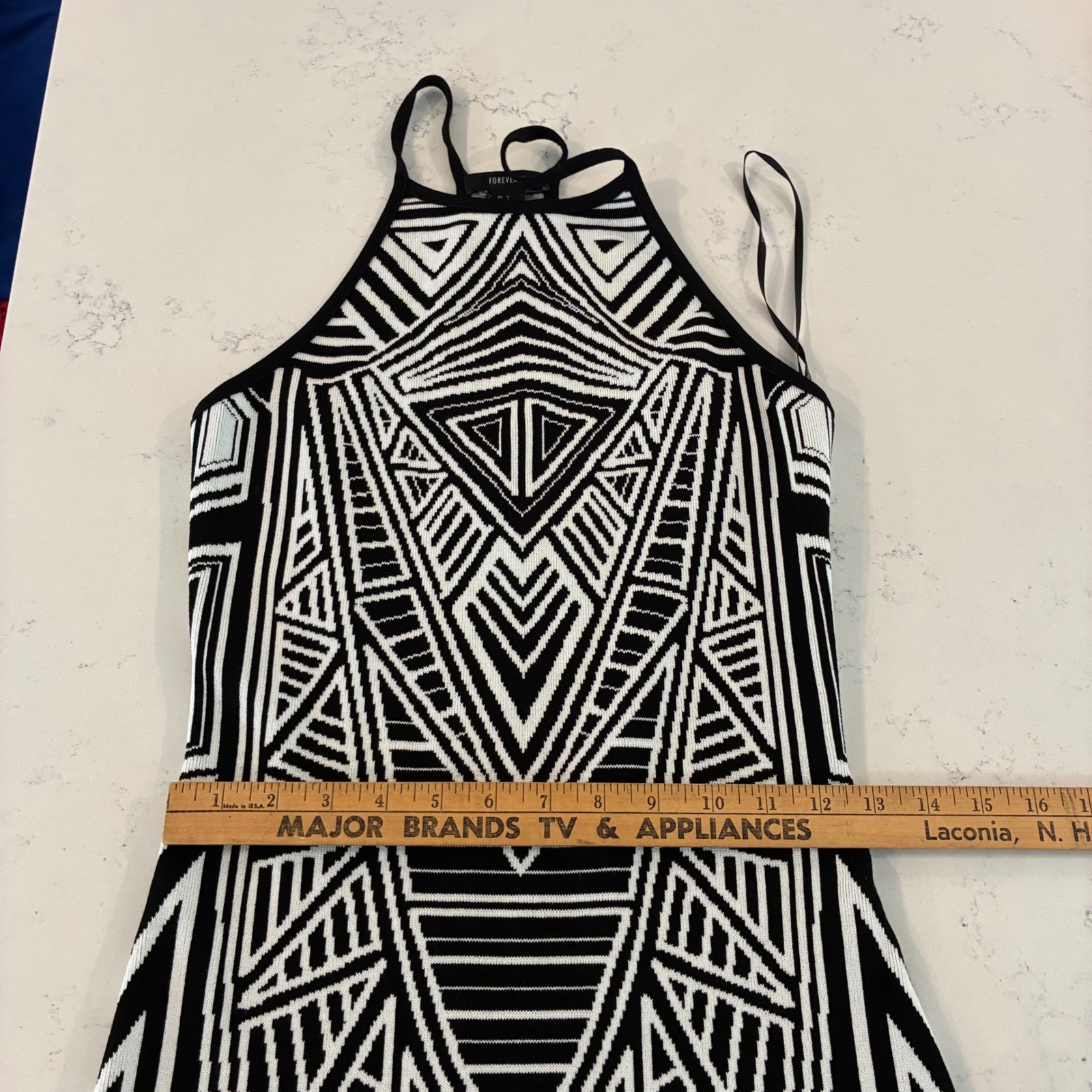 Forever 21 Bodycon Dress L Geometric Halter Tribal Aztec Clubwear Party Festival