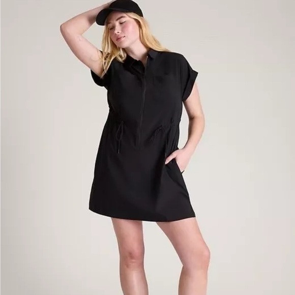 Athleta Topspin Dress Size 2X Black Travel Athleisure Active Sporty Casual