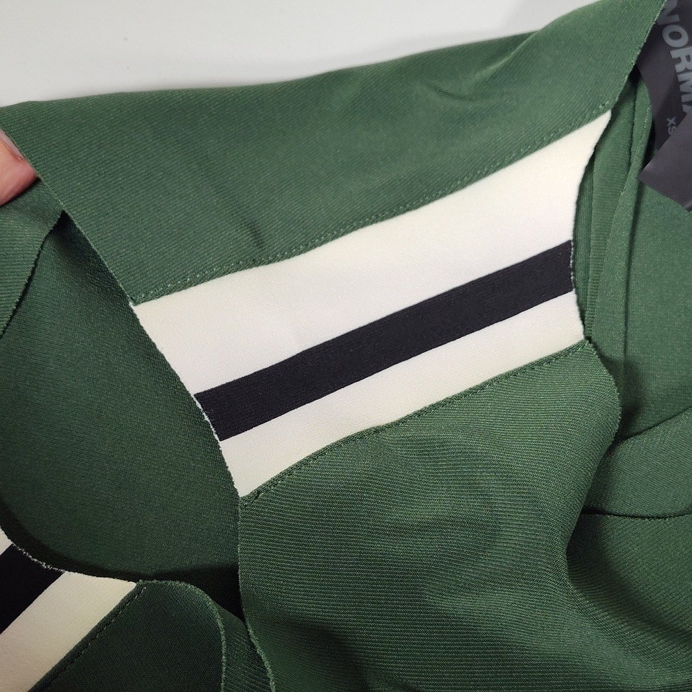 NWT Norma Kamali Side Stripe Sleeveless Swing Dress in Forest Green XS
