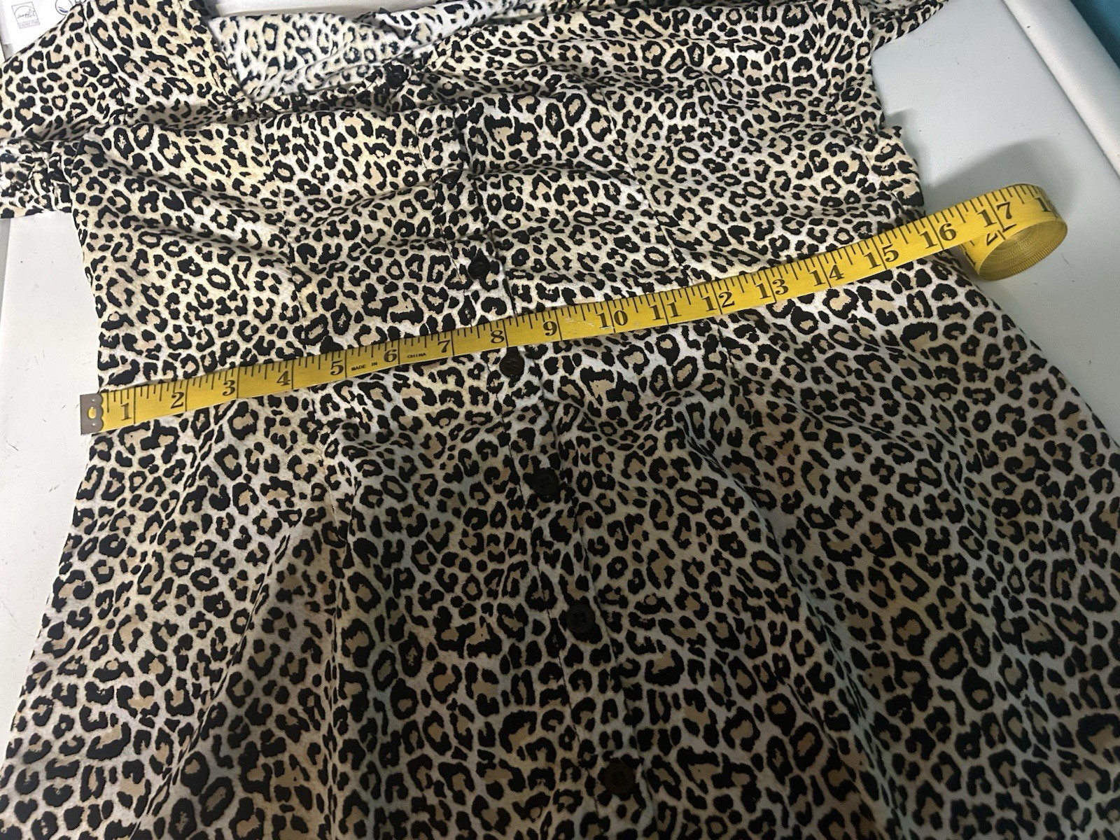 80s Y2K Punk Leopard Mini Button Up Dress Retro Motel Grunge Travel Pinup