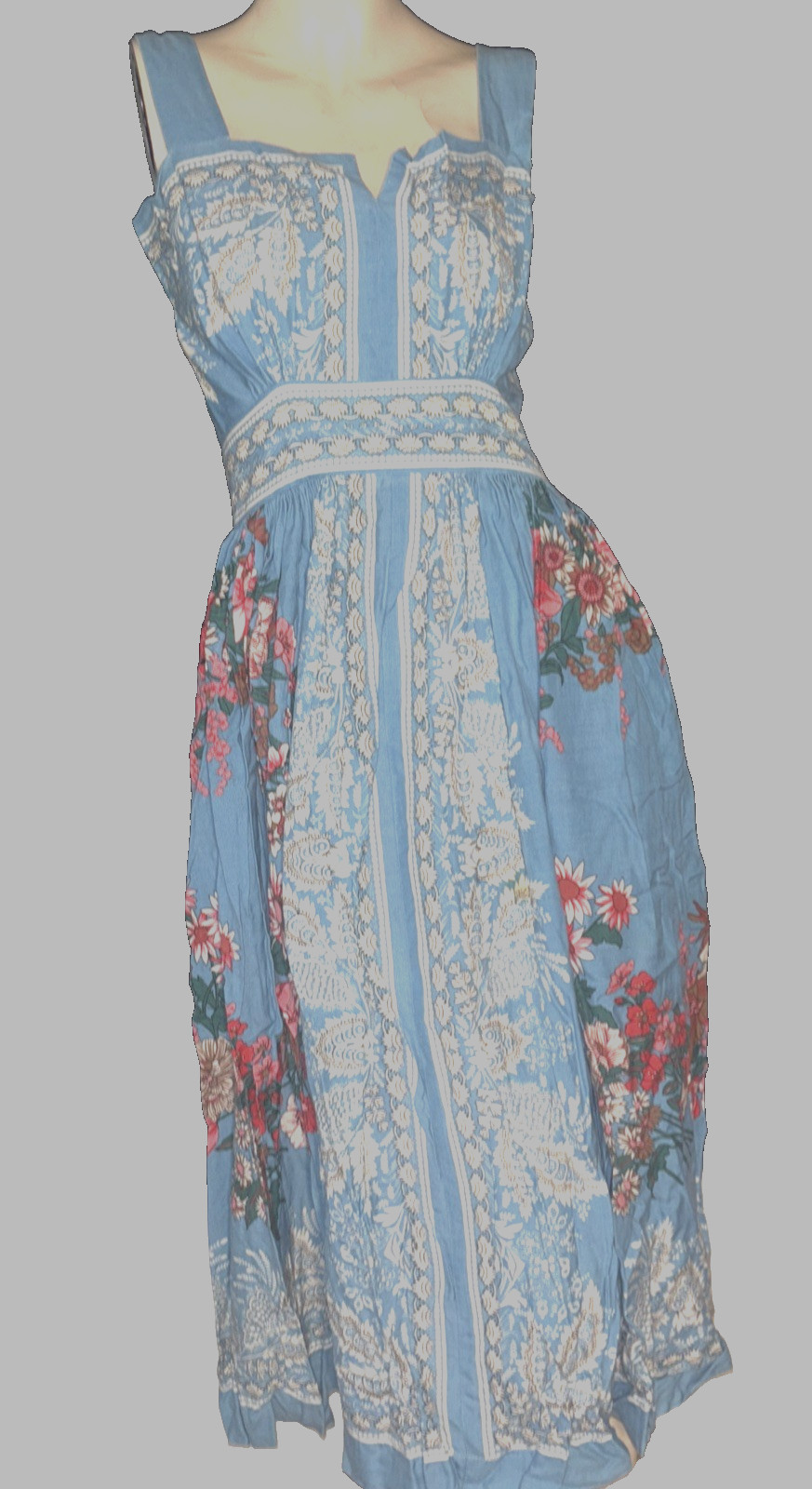 VICKI LYNN BARDON,Canada,vintage,scarf,blue,floral,border,M,no copy,Unique,WOW