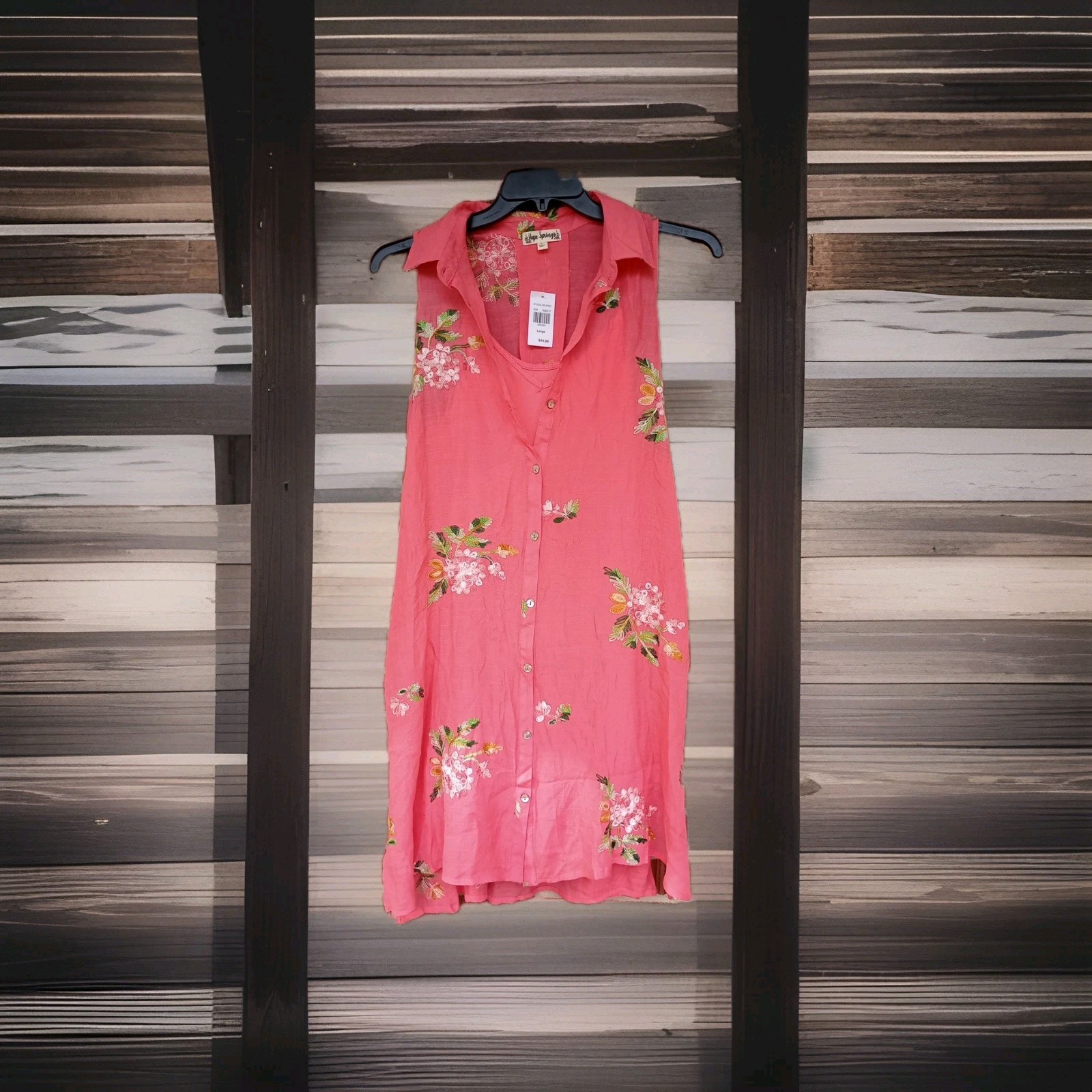 Hope Springs Coral Dress With Liner And Embroidery Large Nwt $44.99