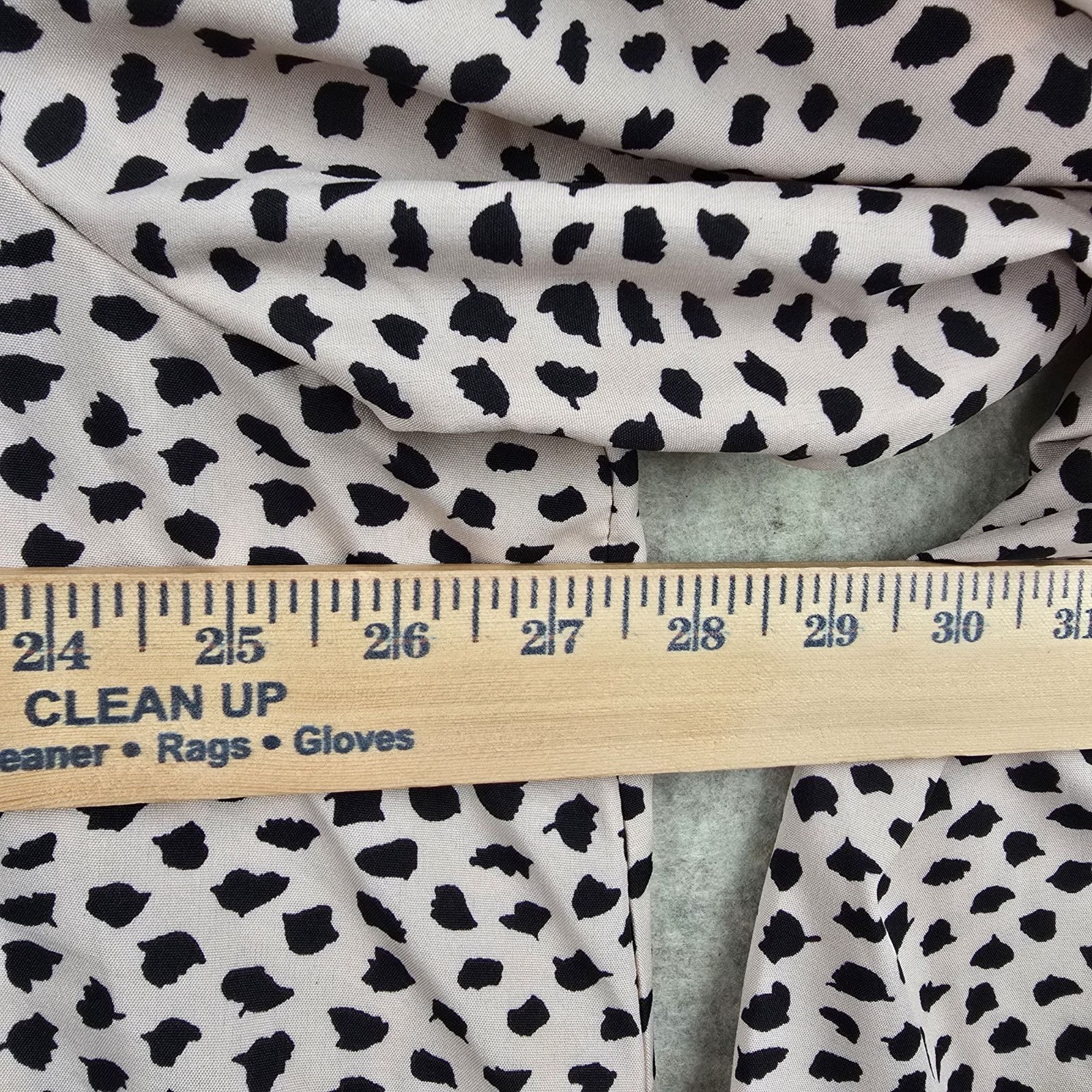 Long Sleeve Polka Dot Ruffle Hem Midi Dress 5XL Beige & Black 100% Polyester