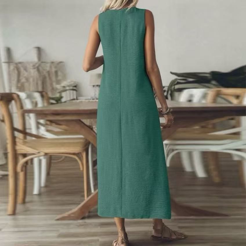 SOLID Sleeveless Long DRESS BEACH Vacation Casual Sun DRESSER WOMEN S-XXL