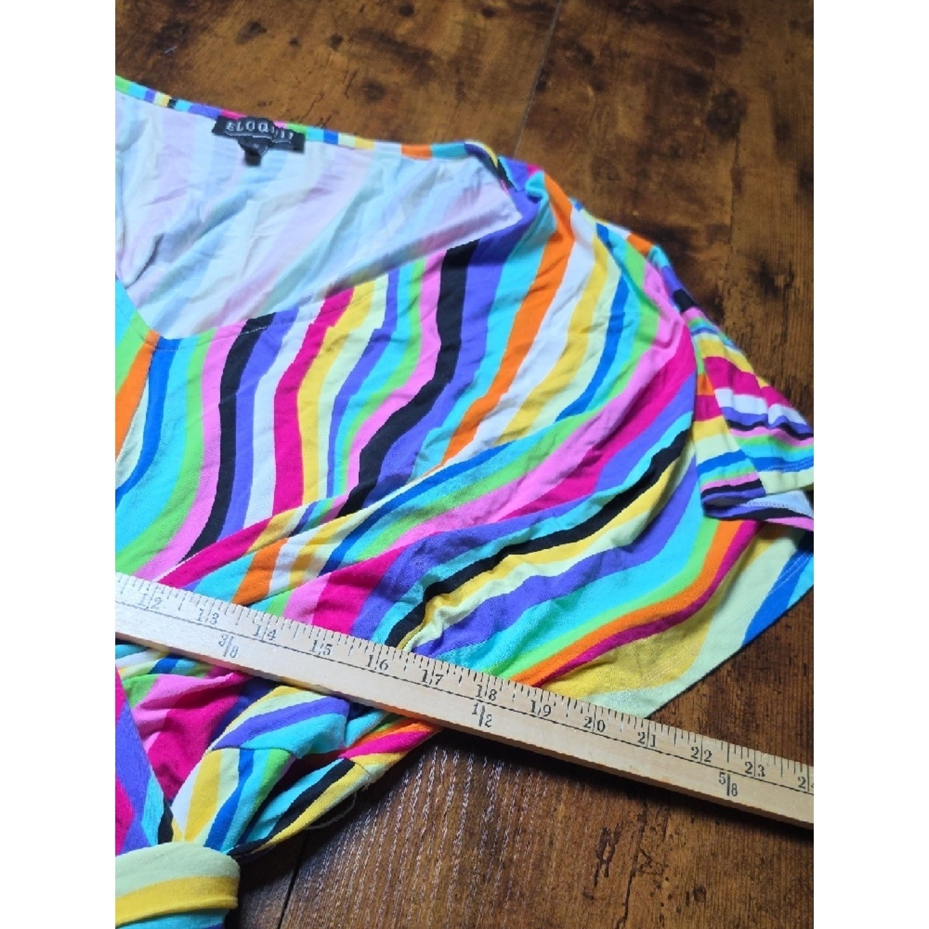 ELOQUII | Rainbow Multicolor Striped V-Neck Wrap Around Tie-Waist Dress | 22