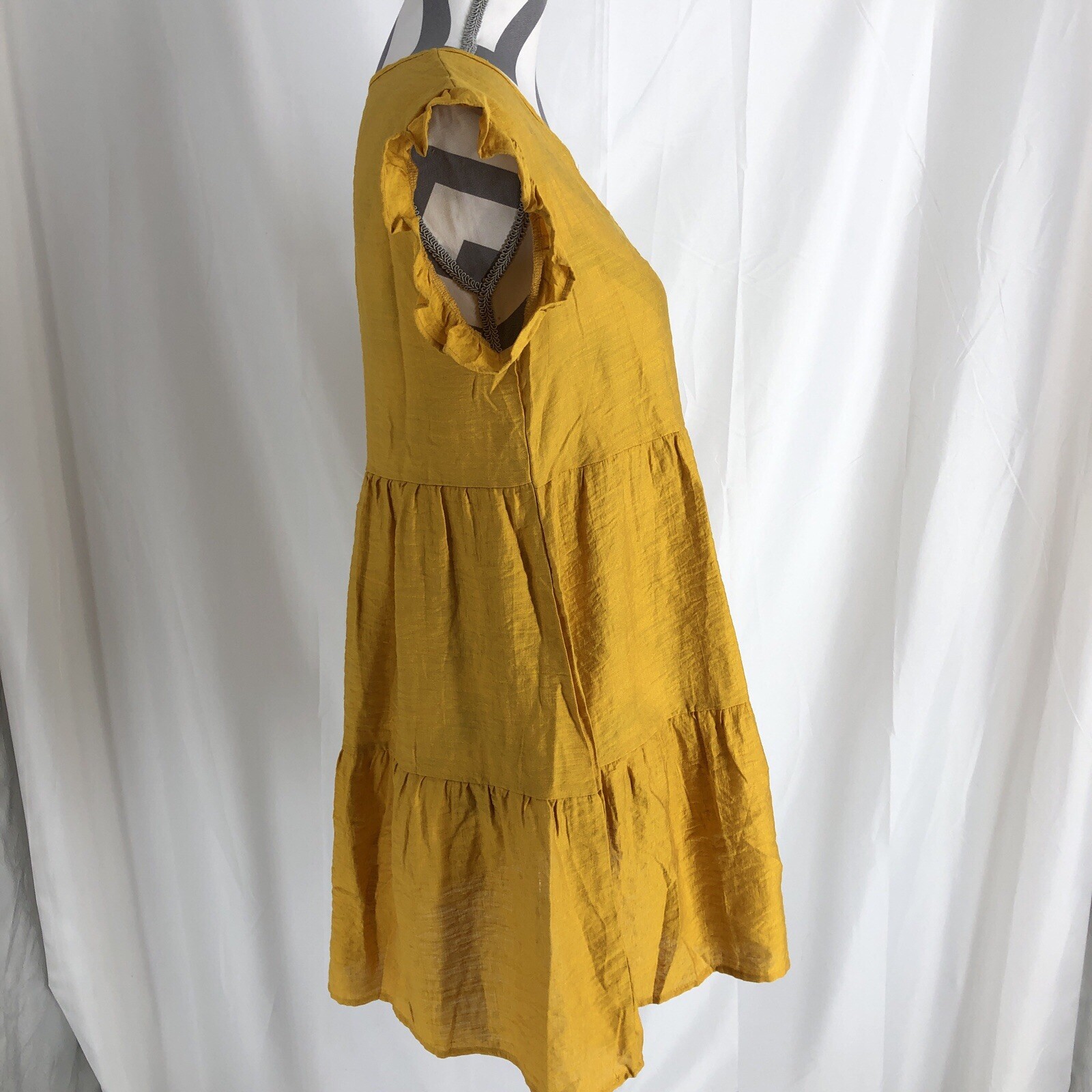 Doubleju A Line Mustard V Neck Flutter Sleeve Dress Size Small
