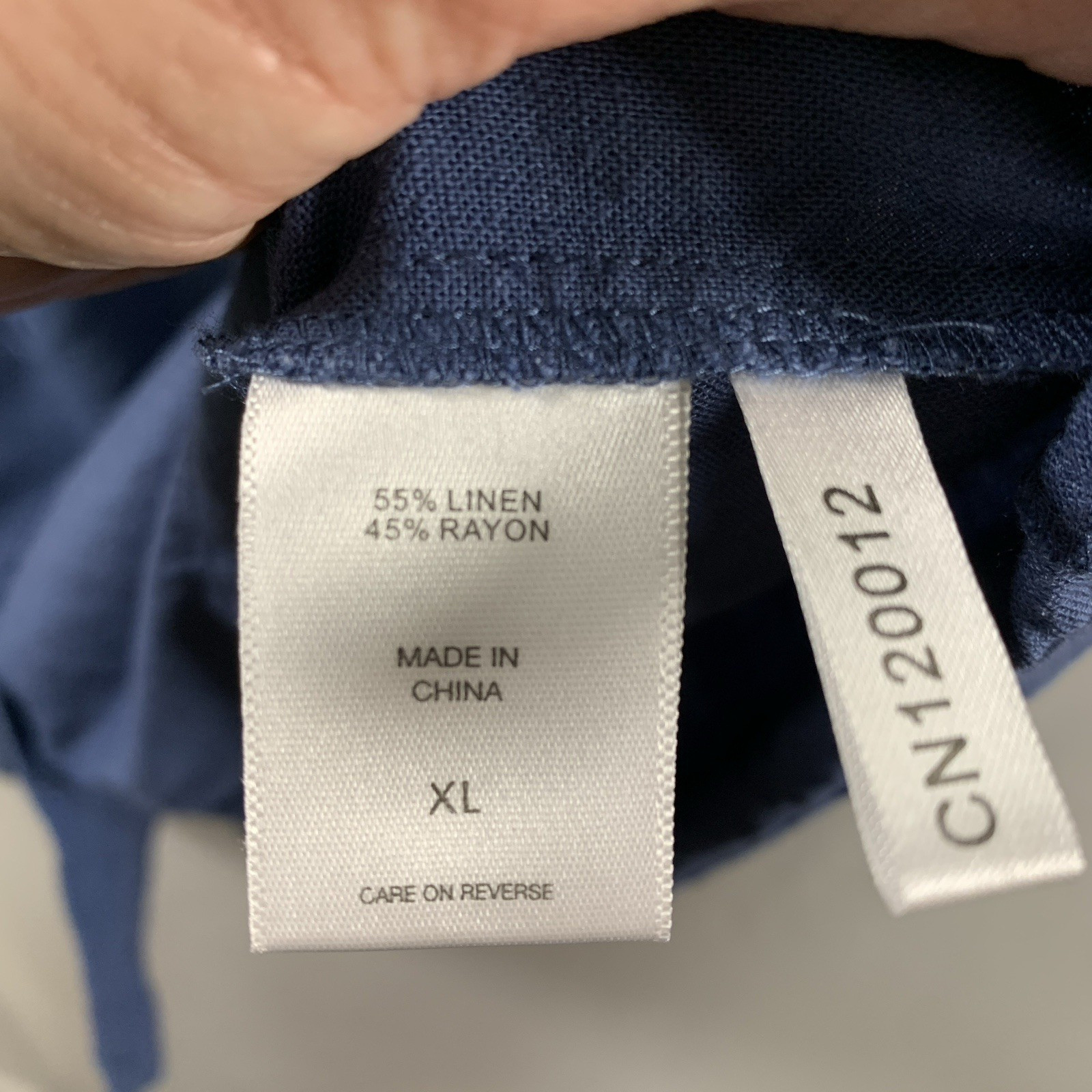 Womens Linen Blend Button Front Shift Dress XL Blue Coastal Minimalist Pockets