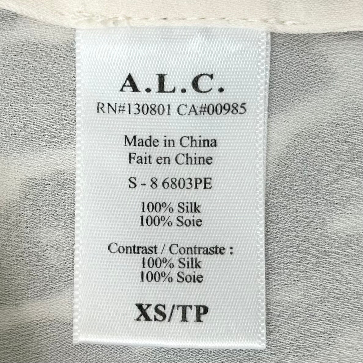 A.L.C. 100% Silk Black White Drawstring Waist Long Sleeve Simona Shirtdress XS
