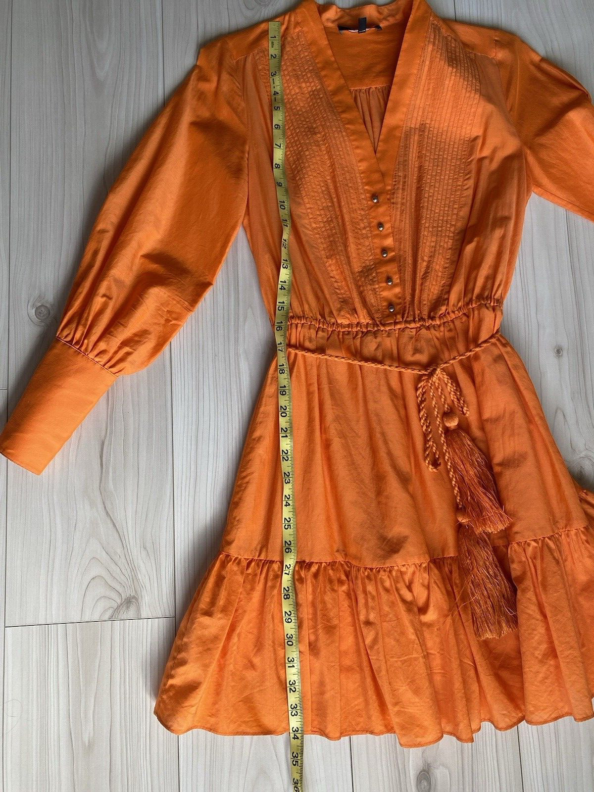 Robert Rodriguez orange cotton/silk short dress with buttons perfect con Size 2
