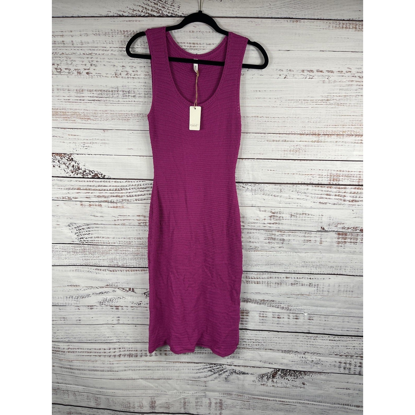 Wishlist Dress Women’s Size Medium Purple Waffle Knit Sleeveless Scoop Neck Midi